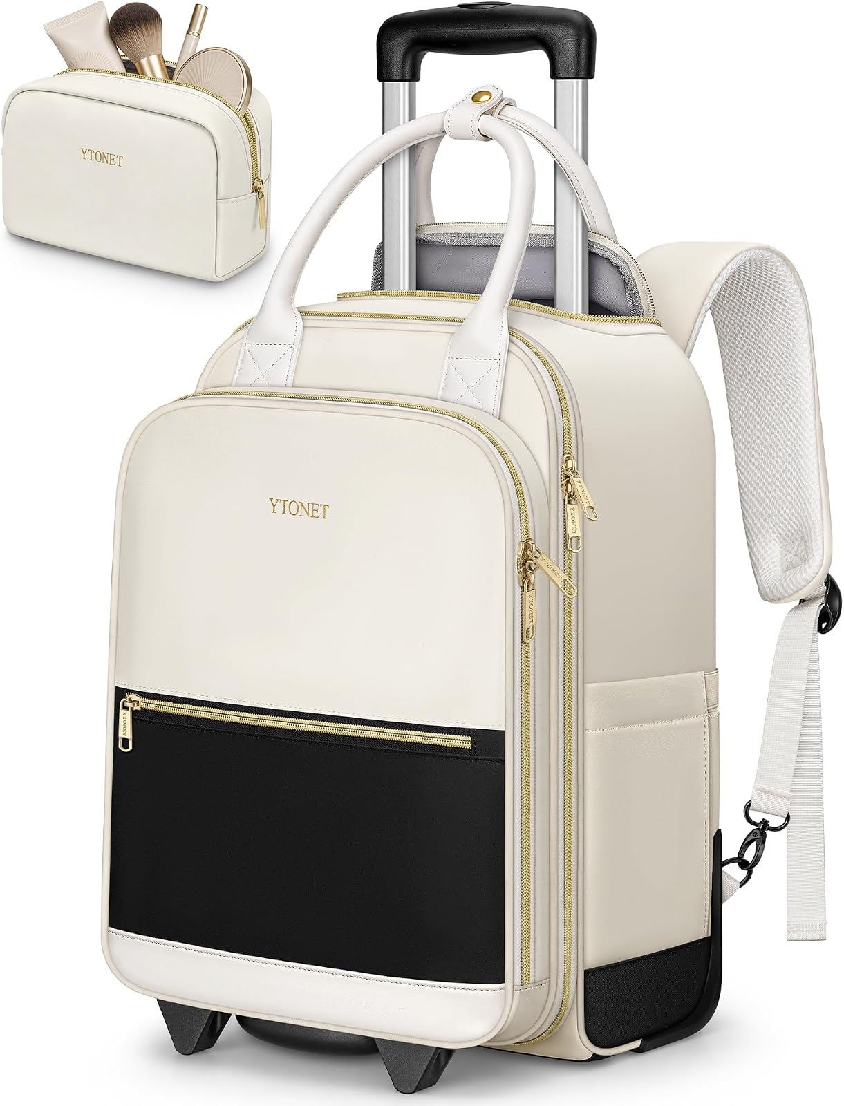 Rolling Backpack for Women, 15.6 Inch Laptop Backpack with Wheels