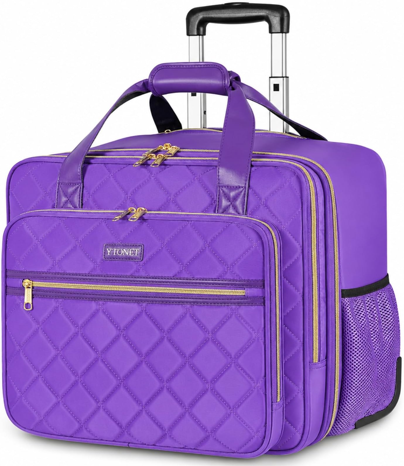 Rolling Briefcase for Women, 17.3 In Rolling Laptop Bag, Purple