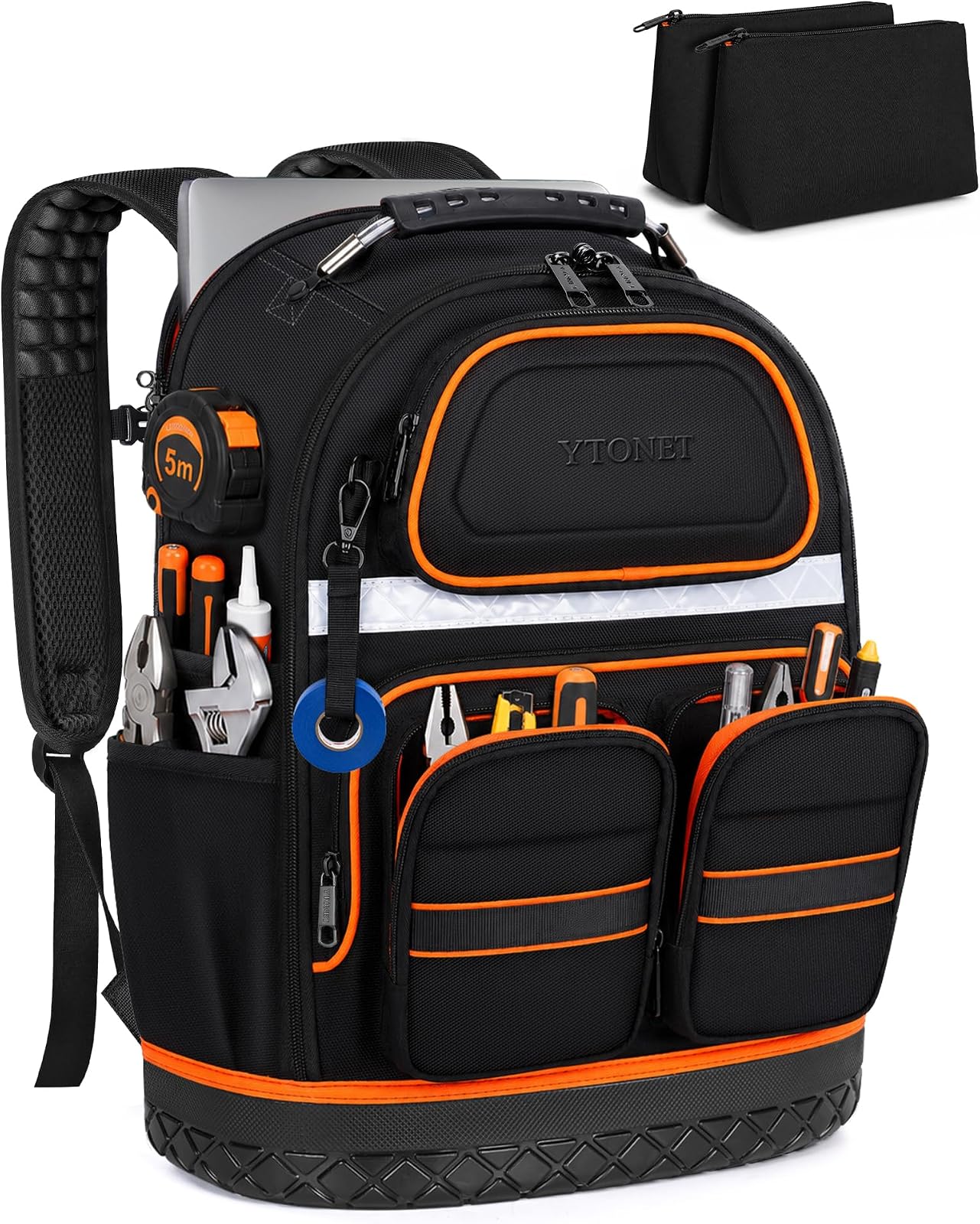 Tool Backpack, Heavy Duty Tool Bags for Men, Electrician, HVAC,Black